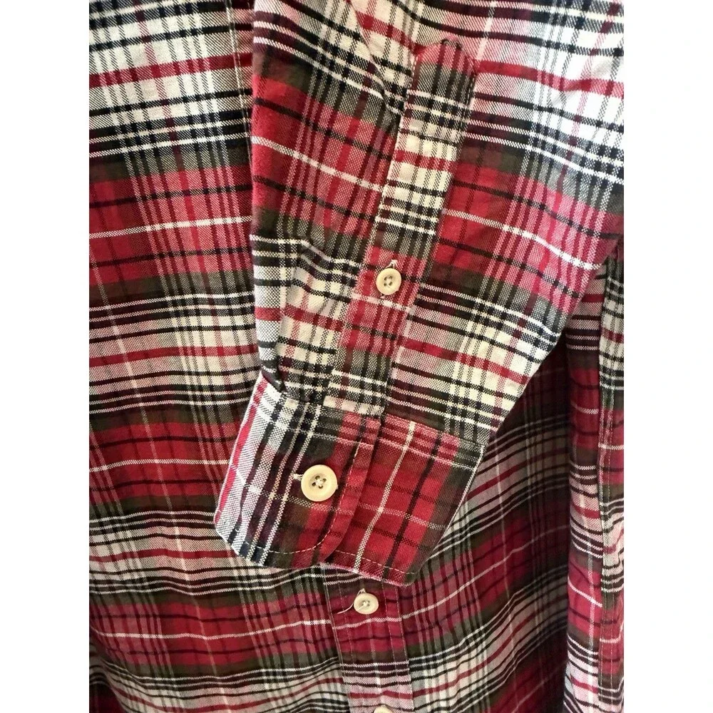 Vintage J Crew Oarsman Shirt Mens Plaid Button Down Cotton Medium Perfect Y2K